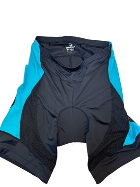 Beroy Brand cycling shorts featuring turquoise side panels and a padded chamois